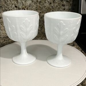 FTD Vintage Oversized 1975 Embossed Milk Glass Goblet Compote Candy Flowers